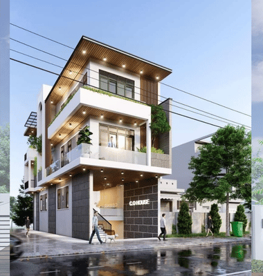 Nhà phố kết hợp kinh doanh quán cà phê