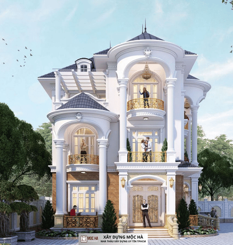 Mẫu biệt thự 4 tầng thiết kế đẹp phong cách tân cổ điển Pháp